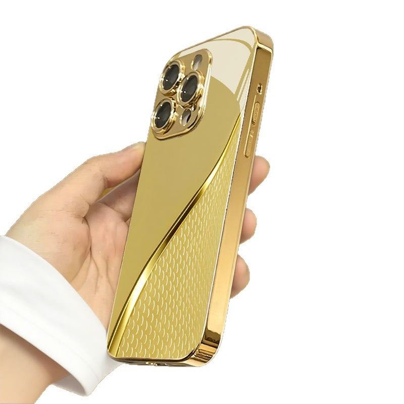 Electroplated Gold Tempered Glass Phone Case for iPhone