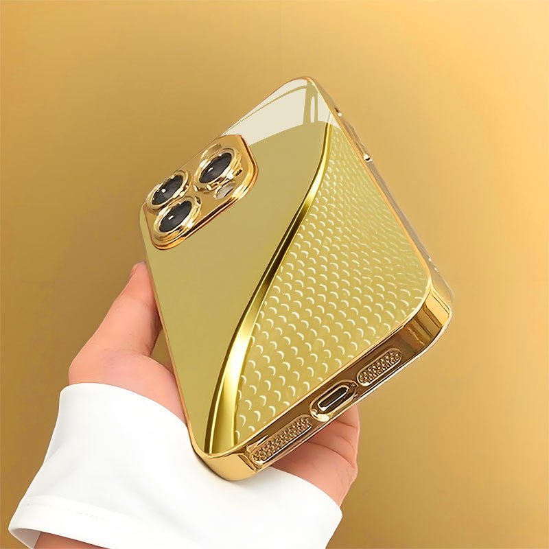 Electroplated Gold Tempered Glass Phone Case for iPhone