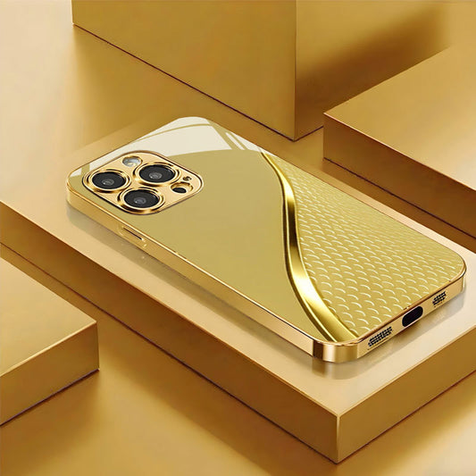Electroplated Gold Tempered Glass Phone Case for iPhone