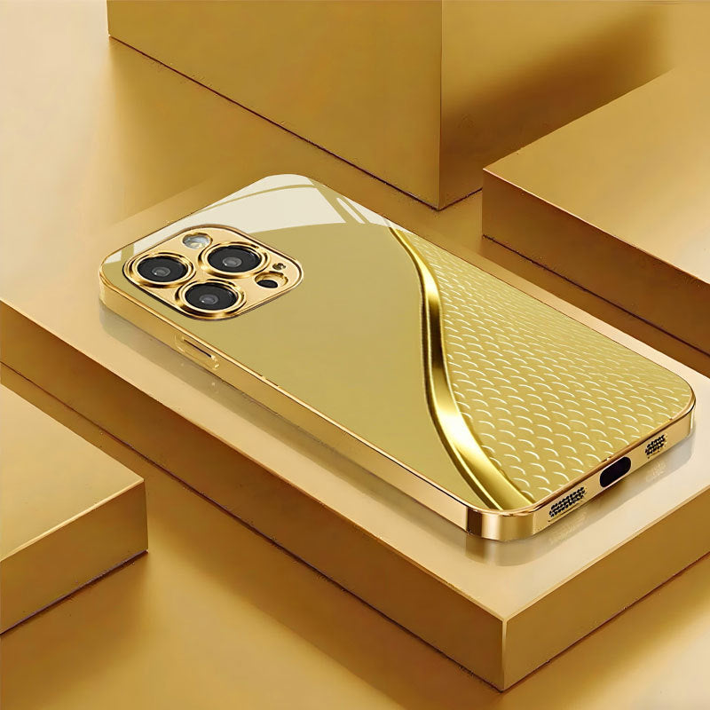 Electroplated Gold Tempered Glass Phone Case for iPhone