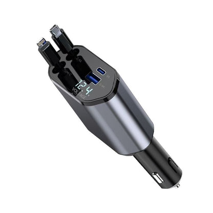 120W 4-in-1 Retractable Car Charger with Fast Charging Cable