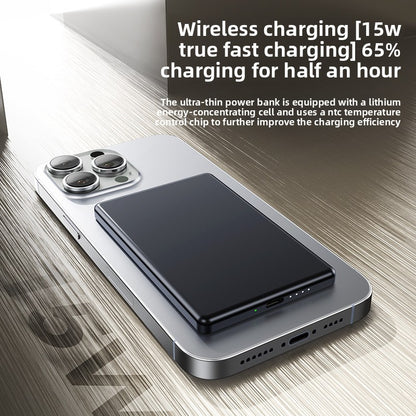 Ultra-Thin Wireless Power Bank – Portable Charging for iPhone & Android