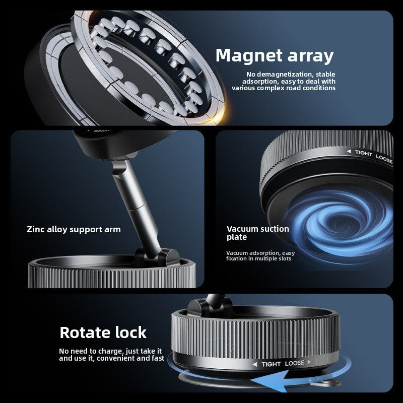 Magnetic Vacuum Car Phone Holder with 360° Rotation & MagSafe Support