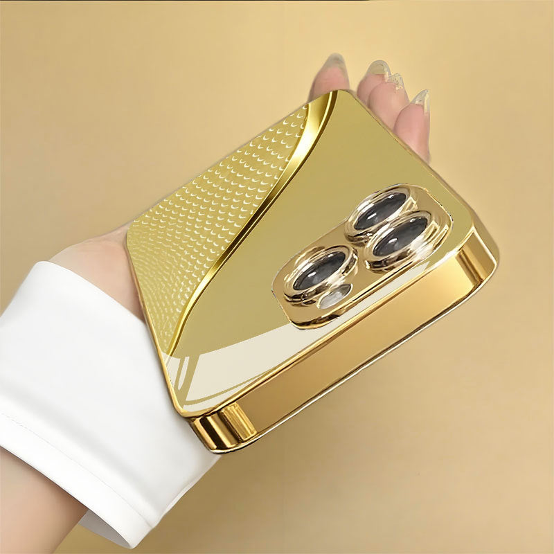 Electroplated Gold Tempered Glass Phone Case for iPhone