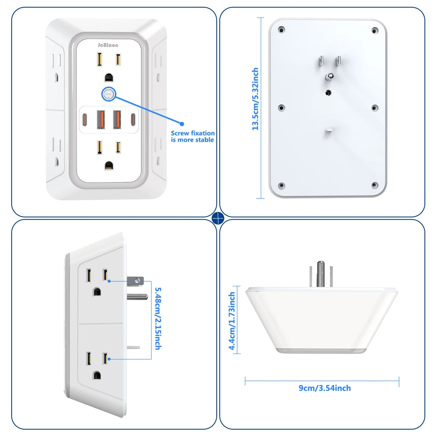 Power Strip 6 AC Outlets with 2 USB & 2 Type-C Ports