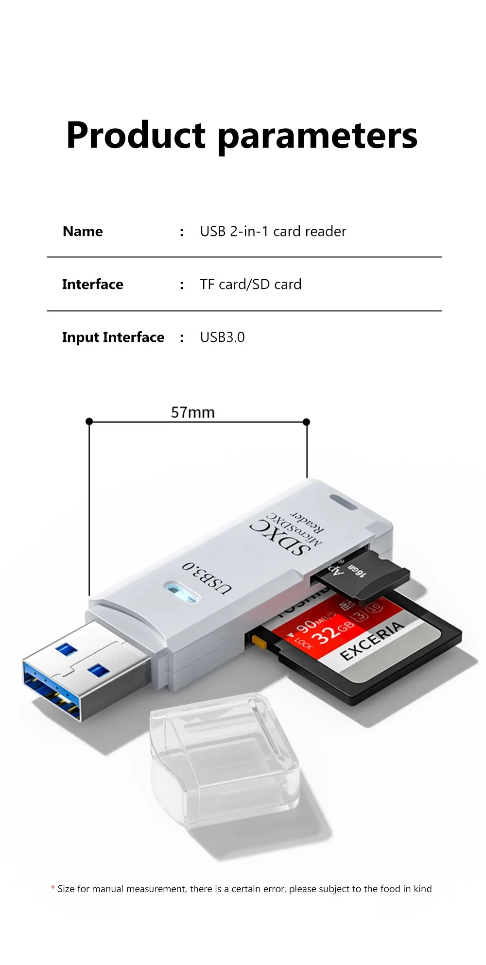 2-in-1 USB 3.0/2.0 Card Reader – SD & TF Compatible