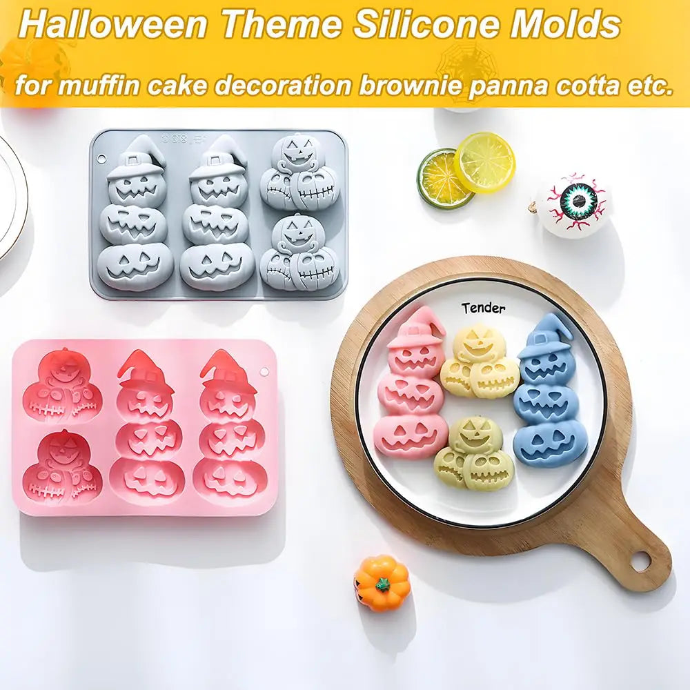Pumpkin Silicone Mold Halloween Chocolate Candy Mould, Pumpkin Shaped Baking Mold for Halloween, Jelly, Ice Cubes, Cookies