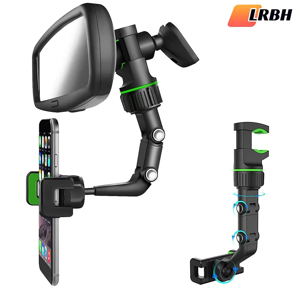 360° Rotatable Rearview Mirror Car Phone Mount