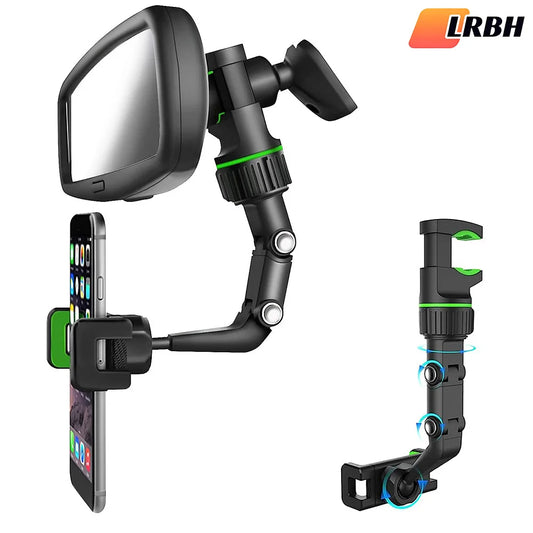 360° Rotatable Rearview Mirror Car Phone Mount