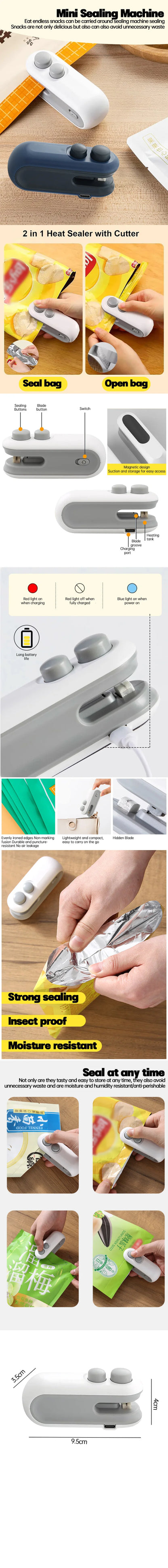 2-in-1 Rechargeable Mini Bag Sealer with Cutter