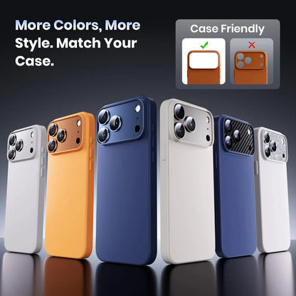 NNBILI For Phone 17 Pro Max Camera Lens Protector Strong Adsorption Metal 9H+ Tempered Glass Camera Screen Full Protective Cover