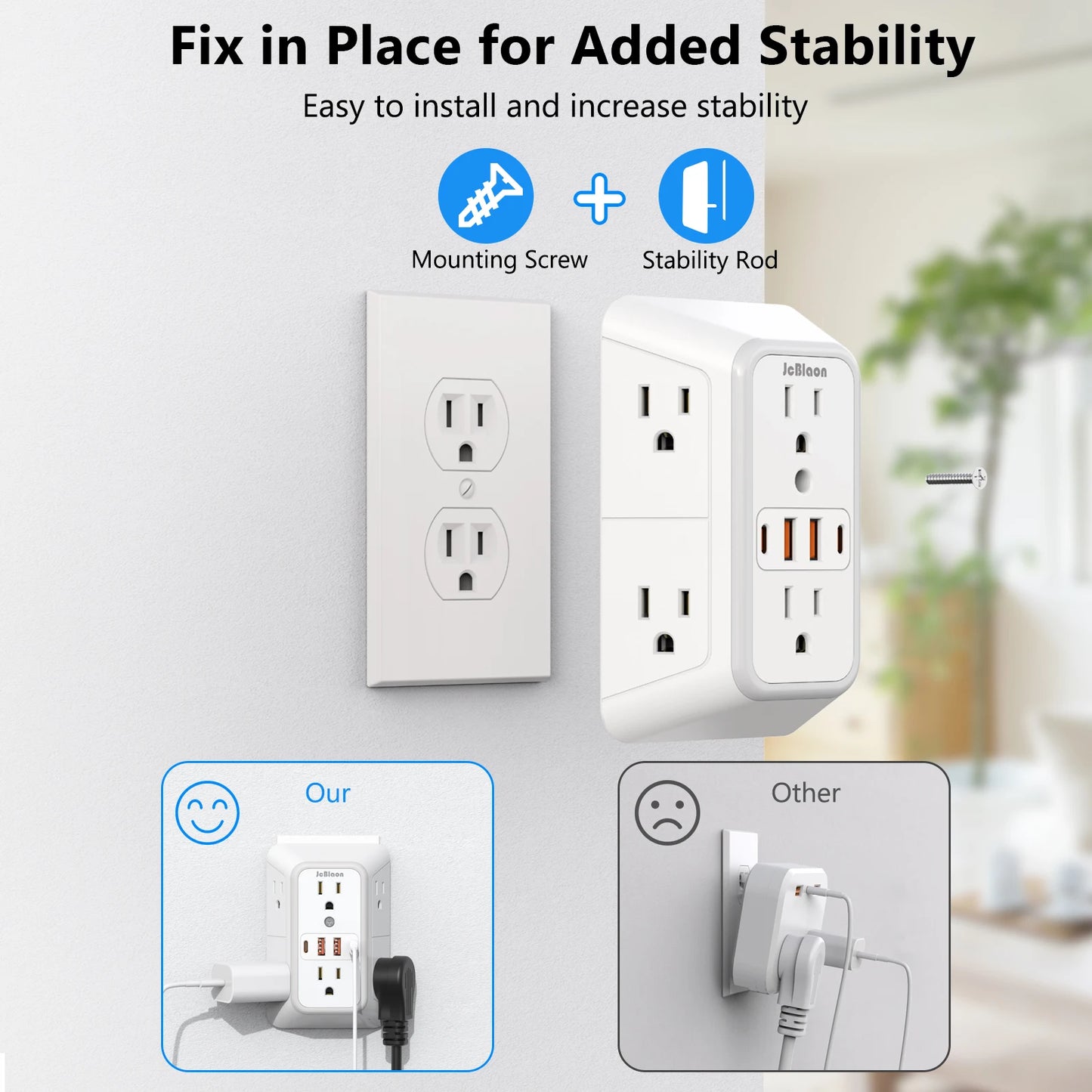 Power Strip 6 AC Outlets with 2 USB & 2 Type-C Ports