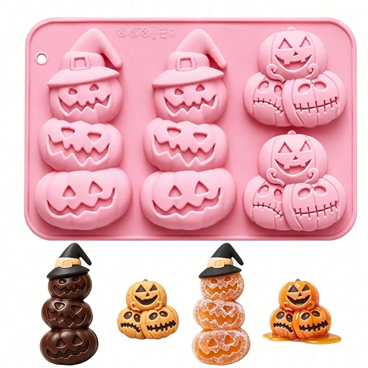 Pumpkin Silicone Mold Halloween Chocolate Candy Mould, Pumpkin Shaped Baking Mold for Halloween, Jelly, Ice Cubes, Cookies