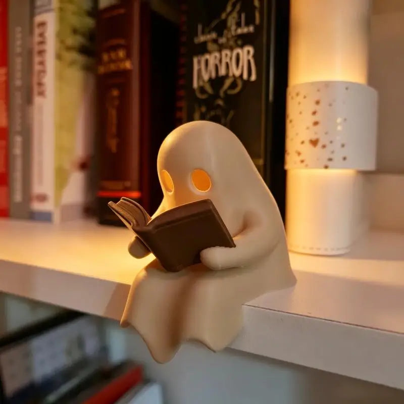 Halloween Ghost Table Lamp Adorable Book Reading Design LED Light Desktop Ornament for Party Bedroom Desk Decoration