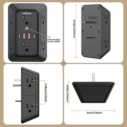 Power Strip 6 AC Outlets with 2 USB & 2 Type-C Ports