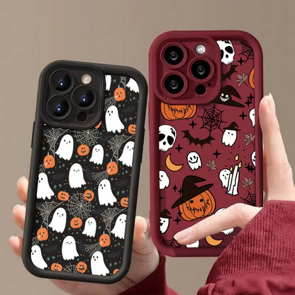 Halloween Pumpkin Ghost Silicone Phone Case For iPhone 16 15 14 13 12 11 Pro Max 17 Air 16E X XR XS Max 7 8 Plus Soft Cover