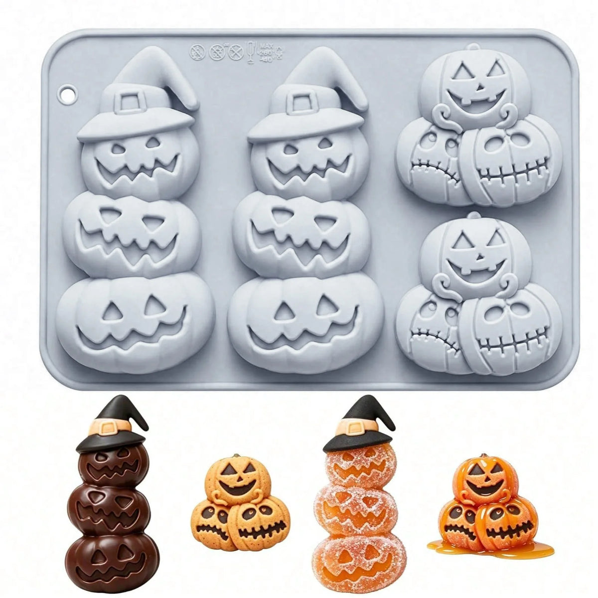Pumpkin Silicone Mold Halloween Chocolate Candy Mould, Pumpkin Shaped Baking Mold for Halloween, Jelly, Ice Cubes, Cookies