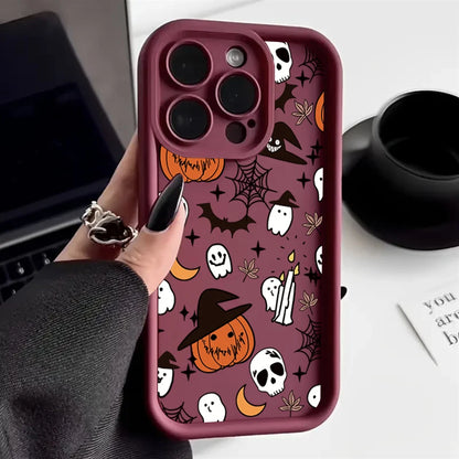 Halloween Pumpkin Ghost Silicone Phone Case For iPhone 16 15 14 13 12 11 Pro Max 17 Air 16E X XR XS Max 7 8 Plus Soft Cover