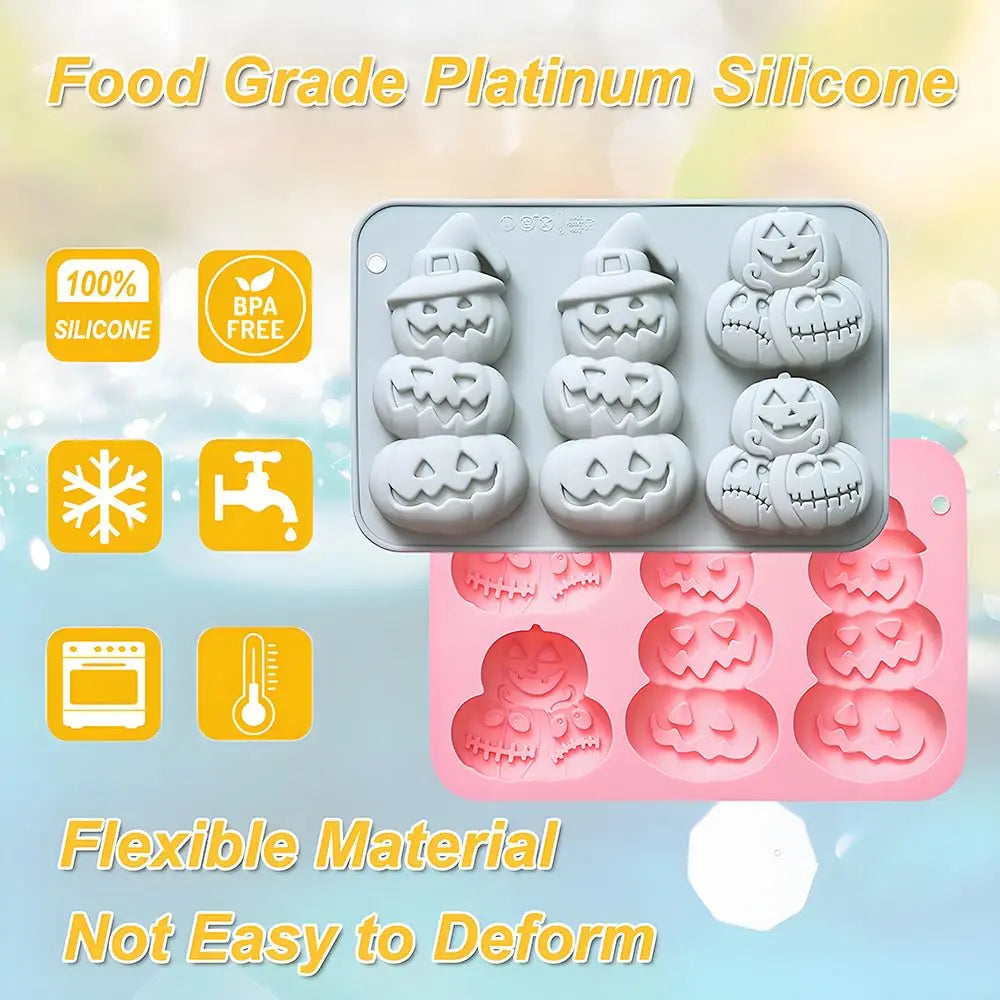 Pumpkin Silicone Mold Halloween Chocolate Candy Mould, Pumpkin Shaped Baking Mold for Halloween, Jelly, Ice Cubes, Cookies