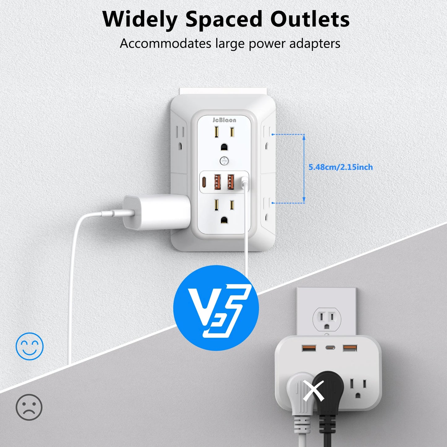 Power Strip 6 AC Outlets with 2 USB & 2 Type-C Ports