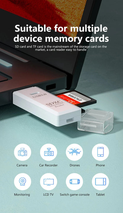2-in-1 USB 3.0/2.0 Card Reader – SD & TF Compatible