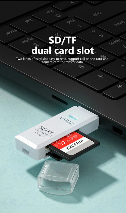 2-in-1 USB 3.0/2.0 Card Reader – SD & TF Compatible