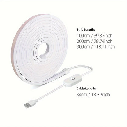 USB LED Neon Strip Light – Dimmable, Waterproof IP67, 1-5m