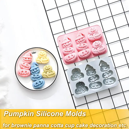 Pumpkin Silicone Mold Halloween Chocolate Candy Mould, Pumpkin Shaped Baking Mold for Halloween, Jelly, Ice Cubes, Cookies