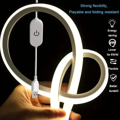 USB LED Neon Strip Light – Dimmable, Waterproof IP67, 1-5m