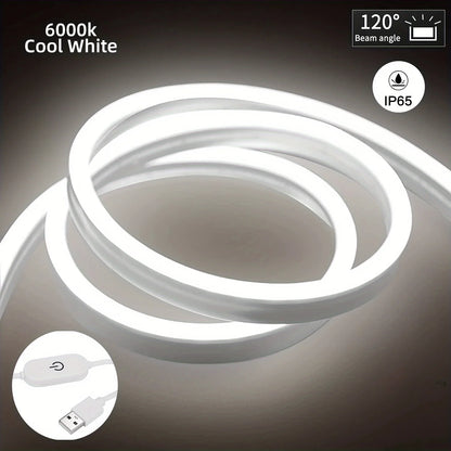 USB LED Neon Strip Light – Dimmable, Waterproof IP67, 1-5m