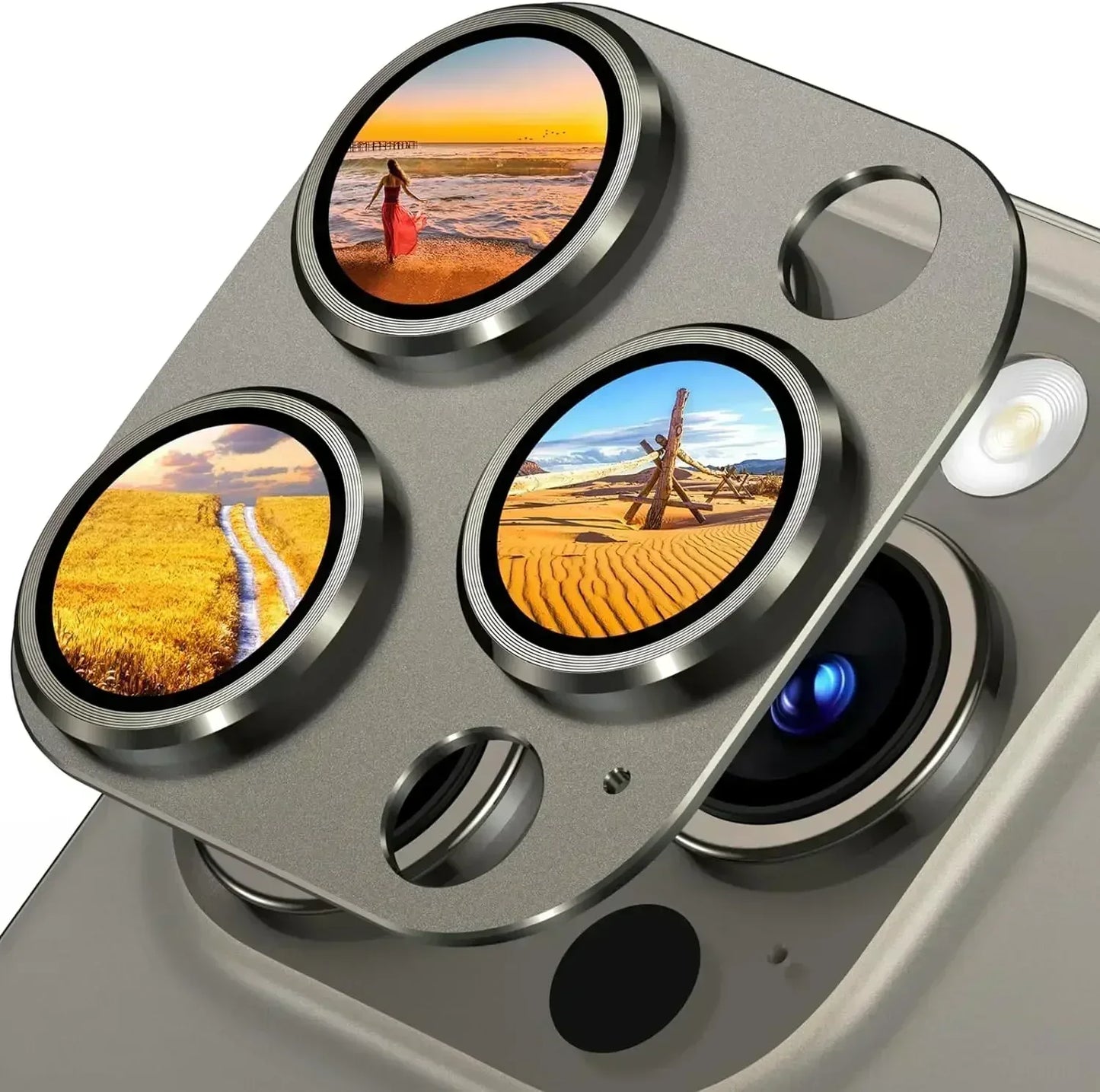 Titanium Black Metal Glass Camera Lens Screen Protector, Protection Cover For IPhone 15 Pro Max, 14 Plus, 13, 15 Pro, 14Pro