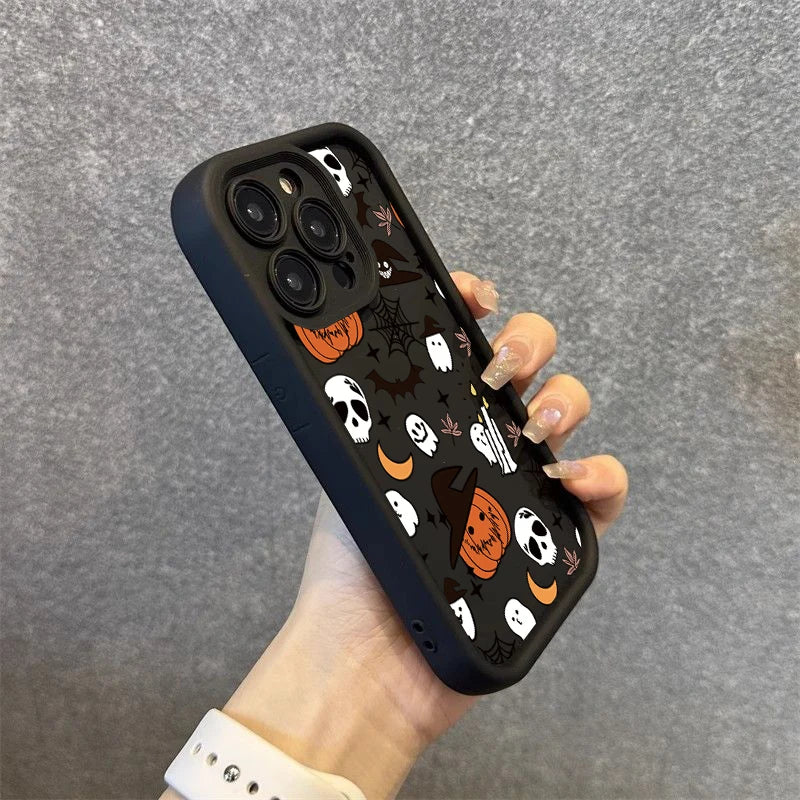 Halloween Pumpkin Ghost Silicone Phone Case For iPhone 16 15 14 13 12 11 Pro Max 17 Air 16E X XR XS Max 7 8 Plus Soft Cover
