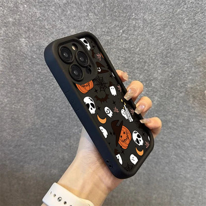 Halloween Pumpkin Ghost Silicone Phone Case For iPhone 16 15 14 13 12 11 Pro Max 17 Air 16E X XR XS Max 7 8 Plus Soft Cover