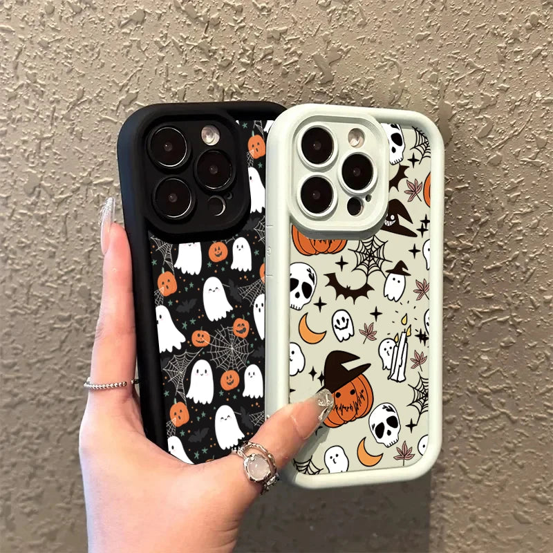 Halloween Pumpkin Ghost Silicone Phone Case For iPhone 16 15 14 13 12 11 Pro Max 17 Air 16E X XR XS Max 7 8 Plus Soft Cover