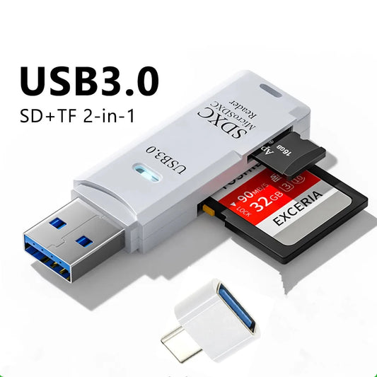 2-in-1 USB 3.0/2.0 Card Reader – SD & TF Compatible
