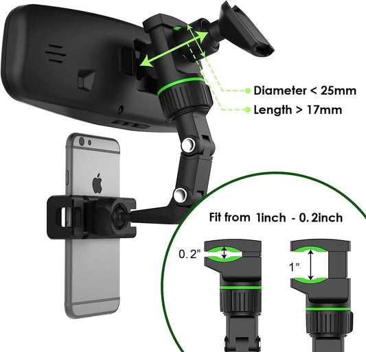 360° Rotatable Rearview Mirror Car Phone Mount