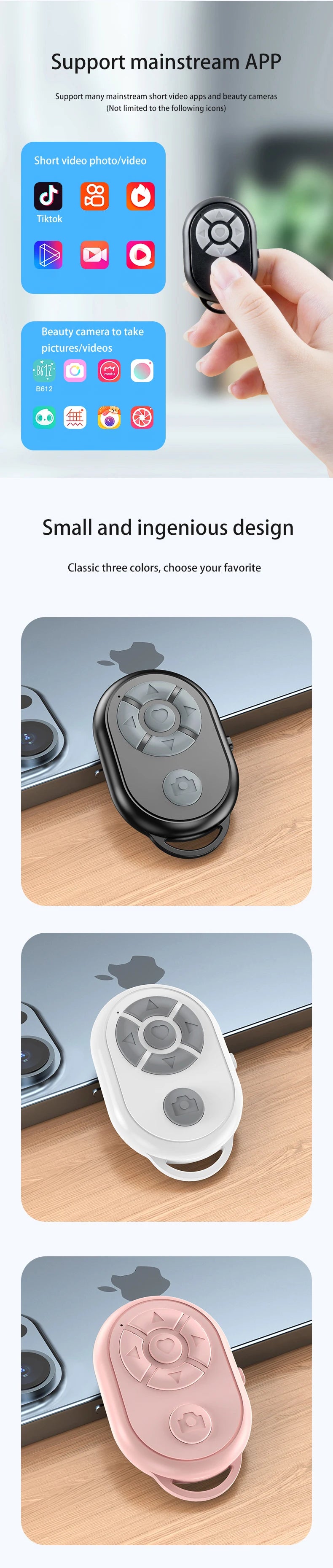 Bluetooth Camera Remote & Selfie Controller