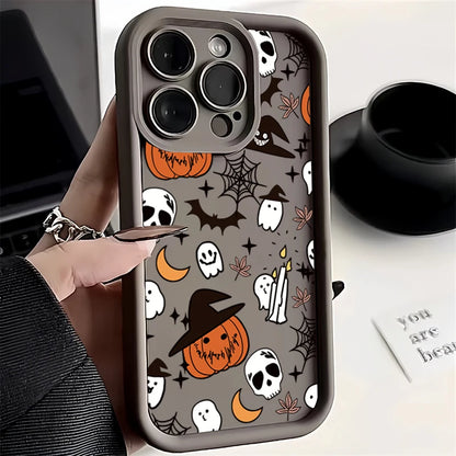 Halloween Pumpkin Ghost Silicone Phone Case For iPhone 16 15 14 13 12 11 Pro Max 17 Air 16E X XR XS Max 7 8 Plus Soft Cover