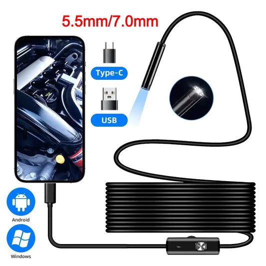 USB Endoscope Camera – IP67 Waterproof Inspection Borescope for Android & PC
