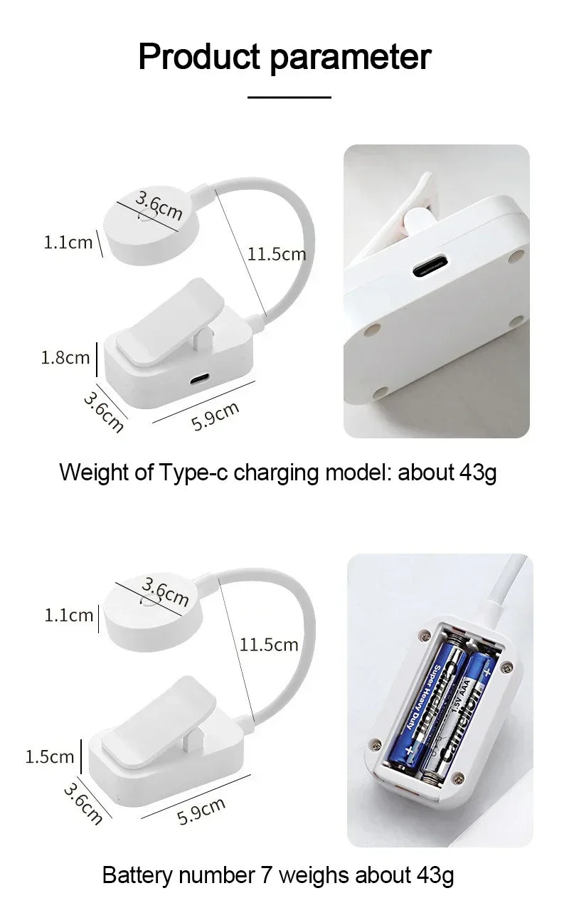 Clip-On LED Book Light – Eye Protection Reading Lamp