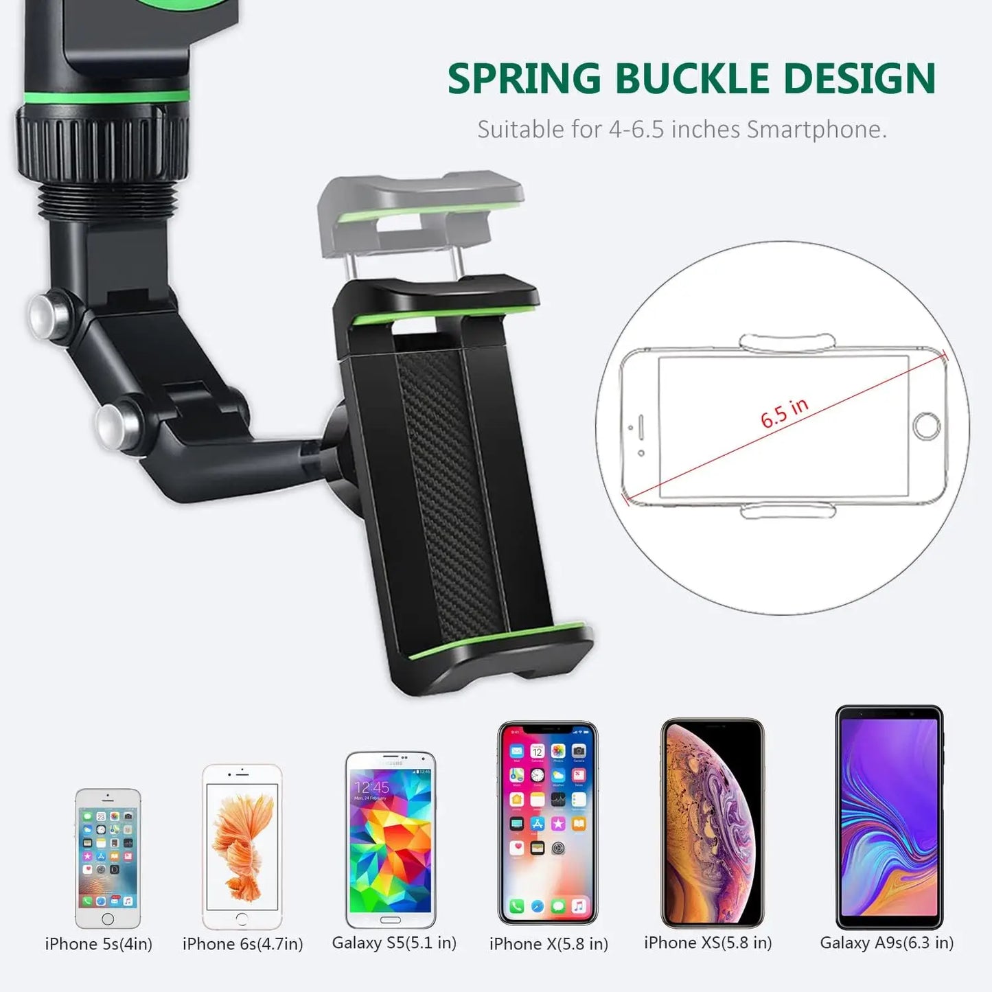 360° Rotatable Rearview Mirror Car Phone Mount