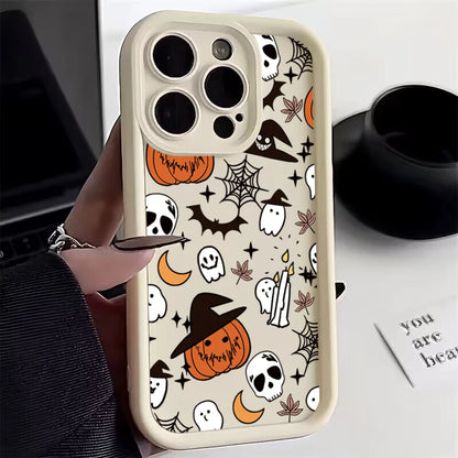 Halloween Pumpkin Ghost Silicone Phone Case For iPhone 16 15 14 13 12 11 Pro Max 17 Air 16E X XR XS Max 7 8 Plus Soft Cover