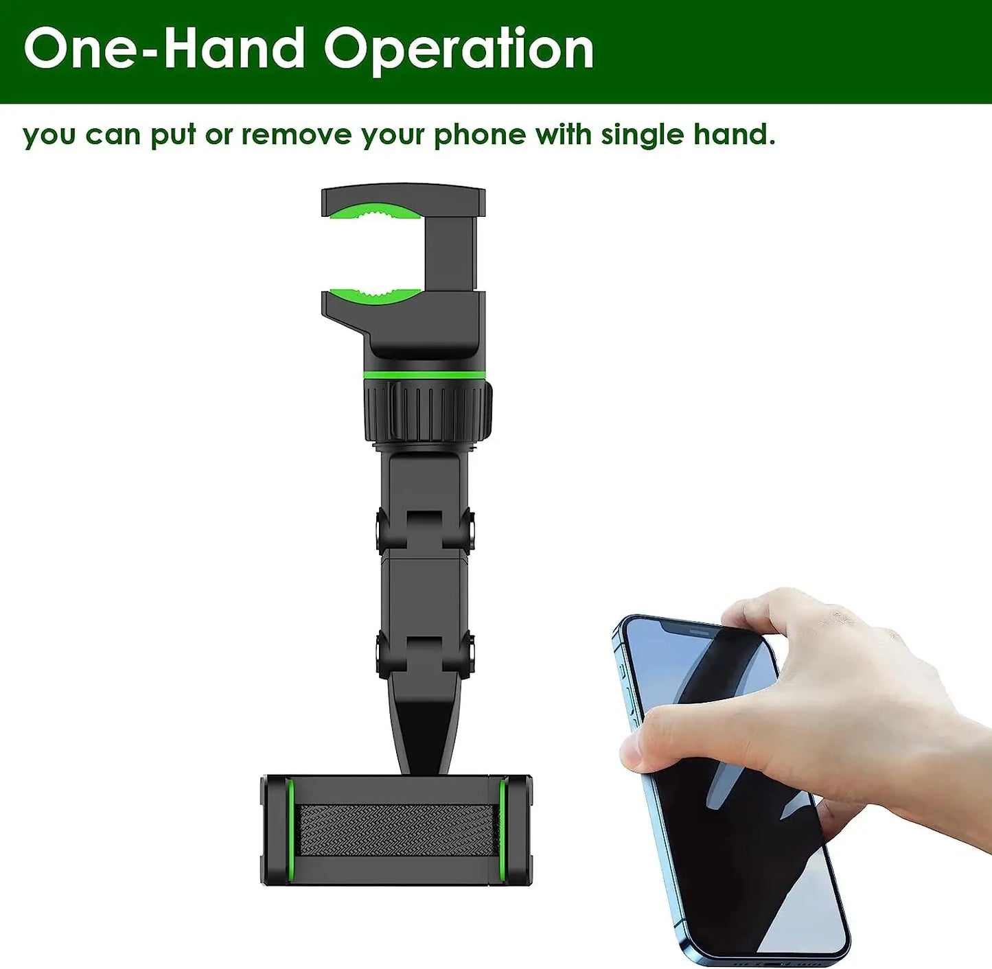 360° Rotatable Rearview Mirror Car Phone Mount