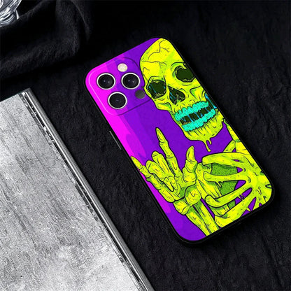 Horror Zombie Skeleton Green Phone Case Cover for Iphone 11 12 13 Mini 14 15 Plus 16 17 Pro Max 17E 16E XS 7 8 Air SE Black Soft