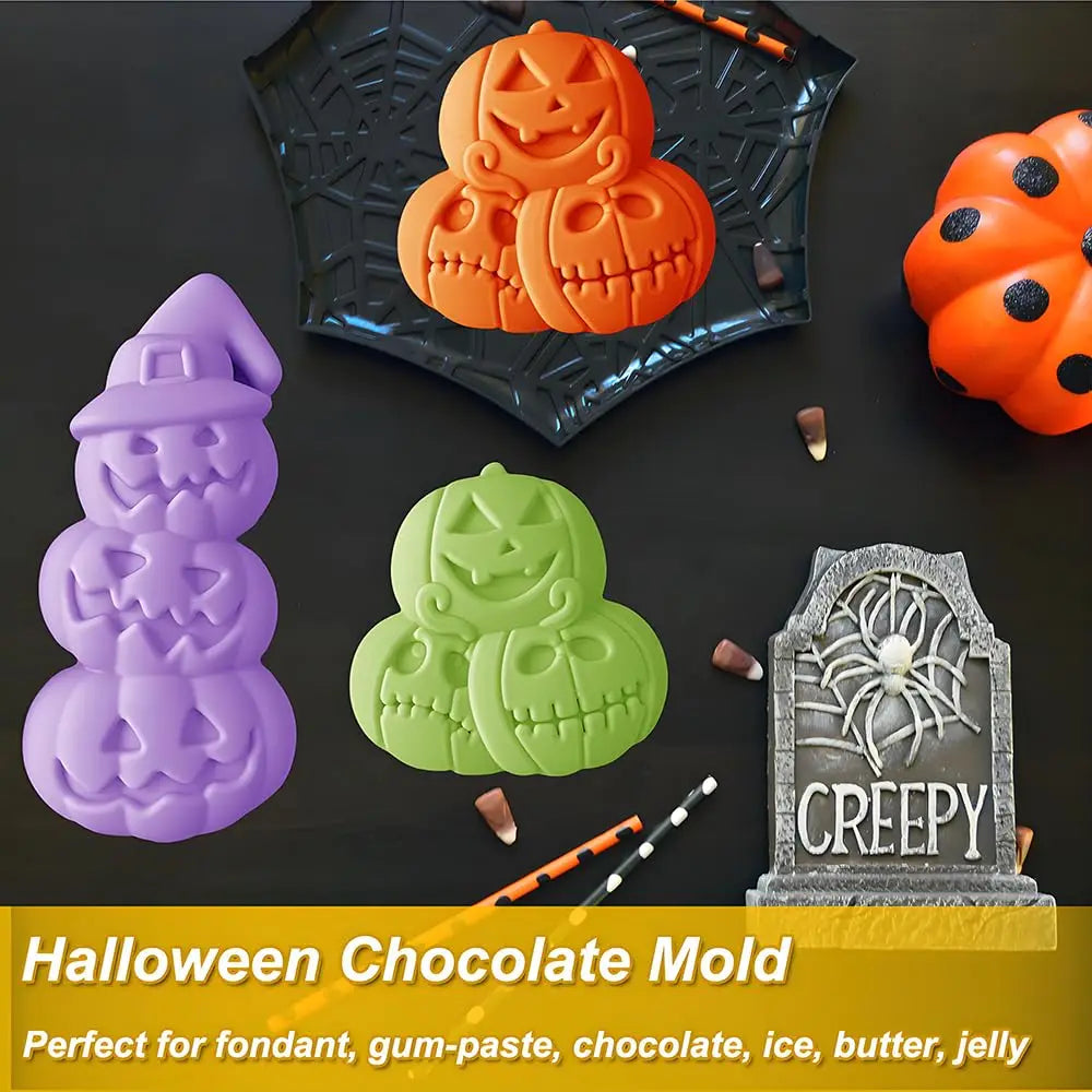 Pumpkin Silicone Mold Halloween Chocolate Candy Mould, Pumpkin Shaped Baking Mold for Halloween, Jelly, Ice Cubes, Cookies
