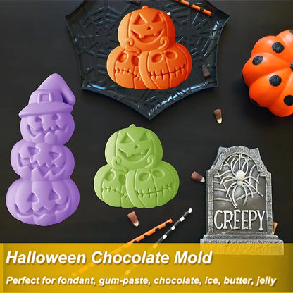 Pumpkin Silicone Mold Halloween Chocolate Candy Mould, Pumpkin Shaped Baking Mold for Halloween, Jelly, Ice Cubes, Cookies
