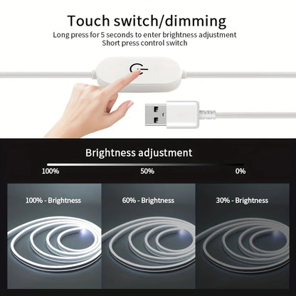 USB LED Neon Strip Light – Dimmable, Waterproof IP67, 1-5m