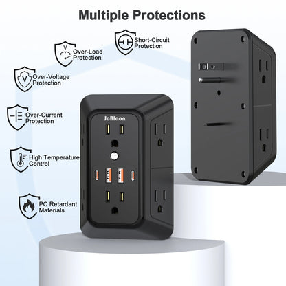 Power Strip 6 AC Outlets with 2 USB & 2 Type-C Ports