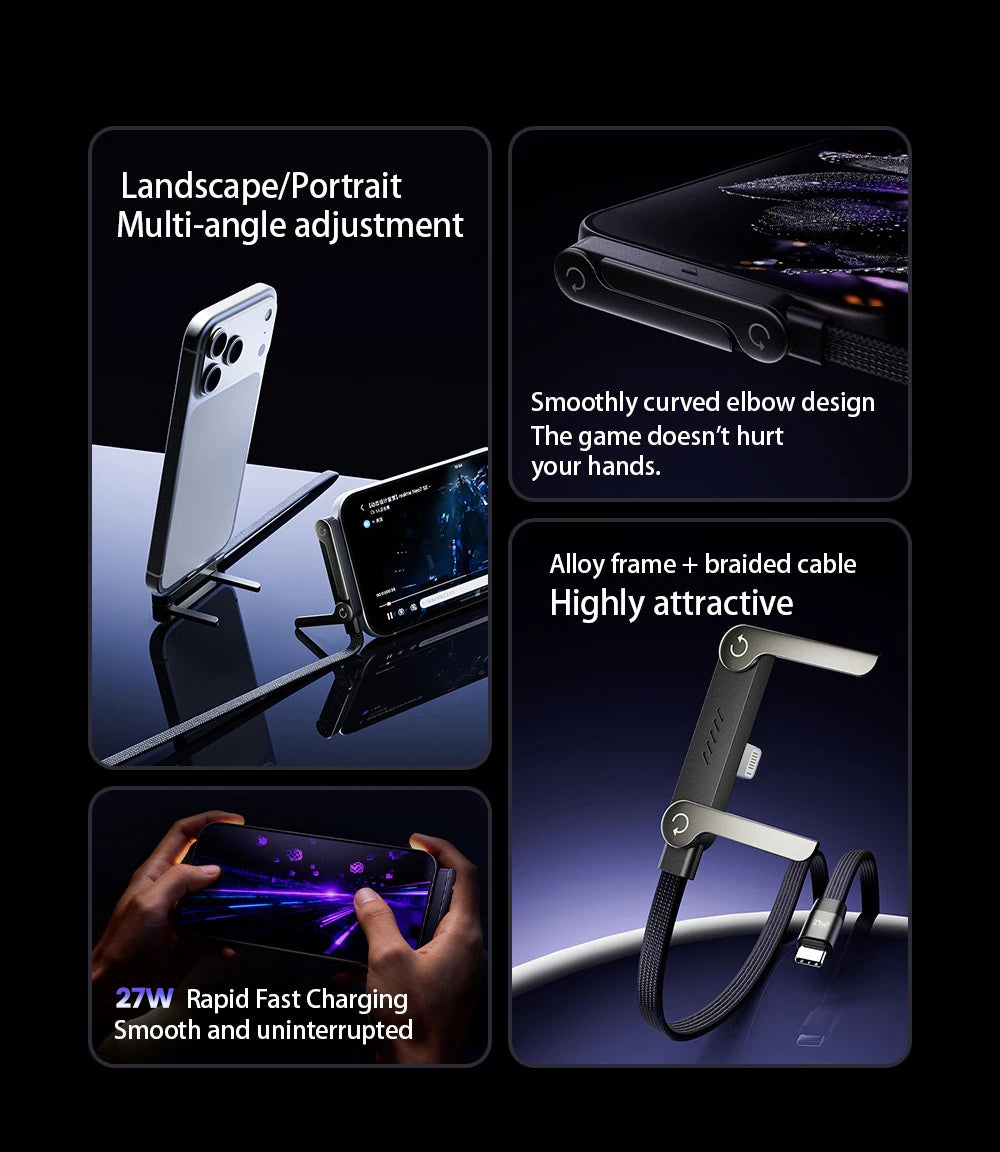 2-in-1 Type-C to Lightning Fast Charging Cable & Foldable Stand