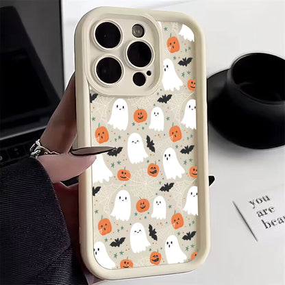 Halloween Pumpkin Ghost Silicone Phone Case For iPhone 16 15 14 13 12 11 Pro Max 17 Air 16E X XR XS Max 7 8 Plus Soft Cover